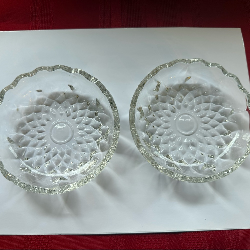 Pair of 2 Clear Glass Candy or Nut Serving Dishes